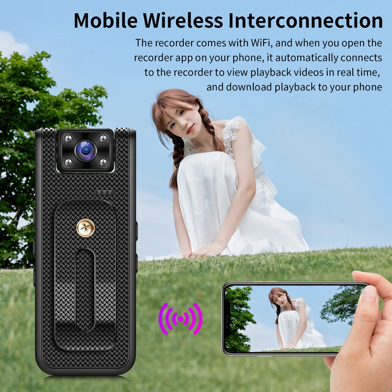Lenovo Smart Body Camera Wifi 4K HD Camera Infrared Night Vision Action Camera Outdoor Back Clip Mini Recording Camera