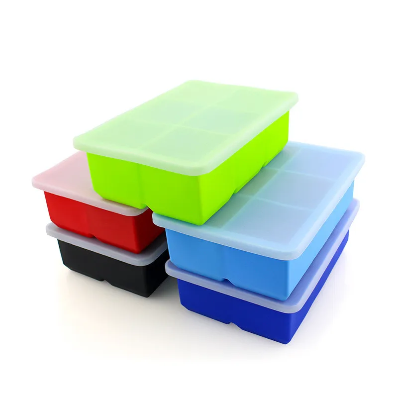 

6-Grid Silicone Ice Cube Trays with Eco-Friendly Lid Beverage Liquid Mold for Bars & Kitchens Sample Available