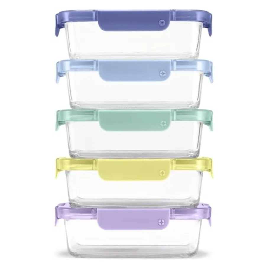 

Набор стеклянных контейнеров для еды Color Lock 3.4 Cup, 10 шт. (5 упаковок), герметичные, с пластиковыми крышками без BPA