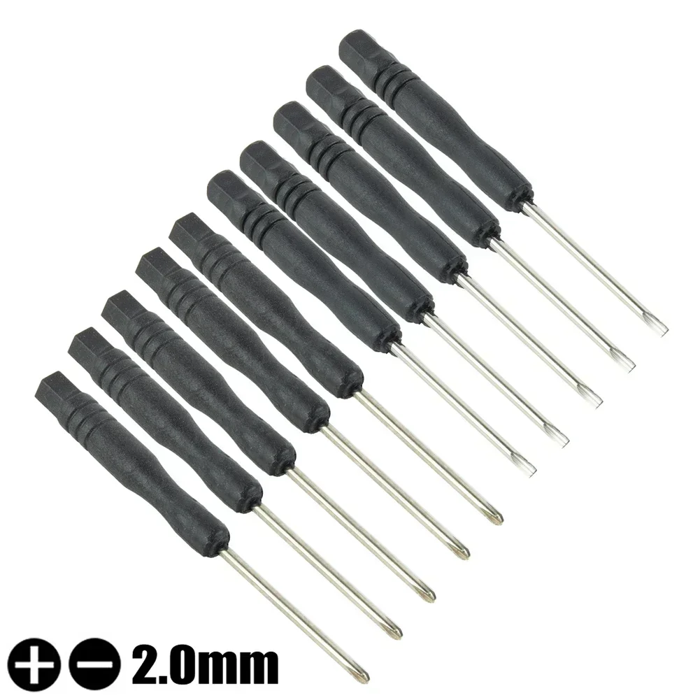 10Pcs 82mm Small Screwdriver Set Slotted Cross Screwdrivers 2mm Cutter Head For Repair Disassemble Toys Tools Accessories