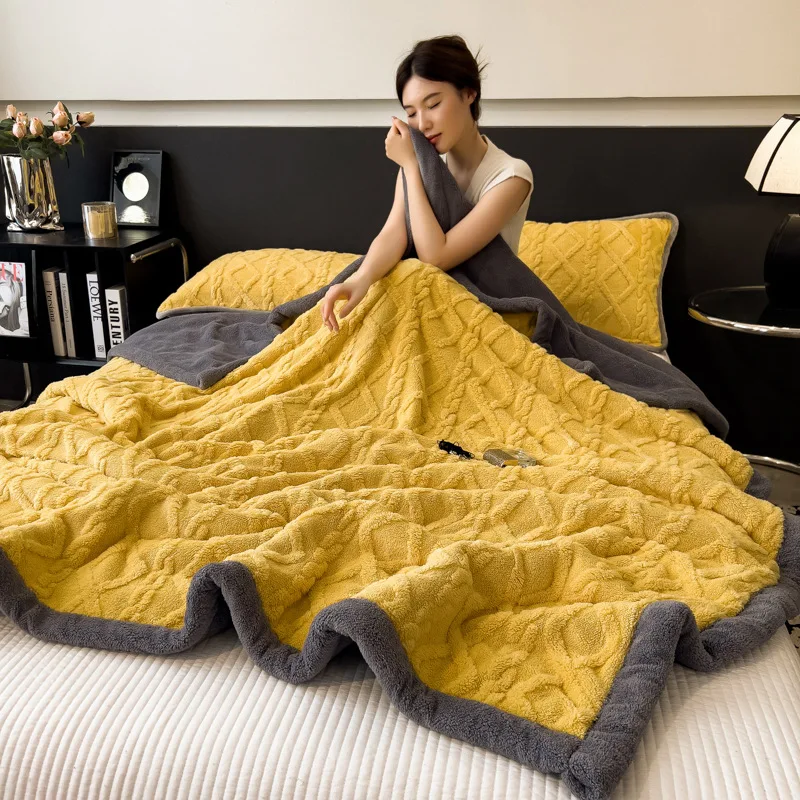 2025 جديد بلون تاف الصوف بطانية سميكة الراحة بطانية الحليب الصوف مكتب قيلولة المرجان الصوف بطانية ، لا المخدة #5