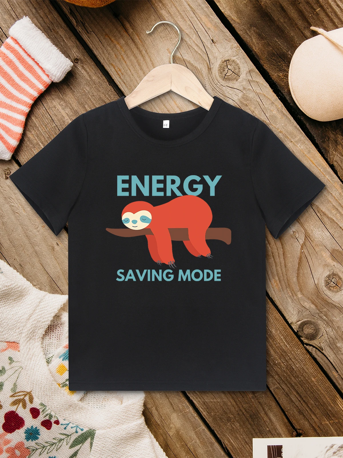 

Energy Saving Mode Summer Home Casual Children's Clothing Funny Animal Sloth Print Boy and Girl T Shirt Breathable Kids Tops