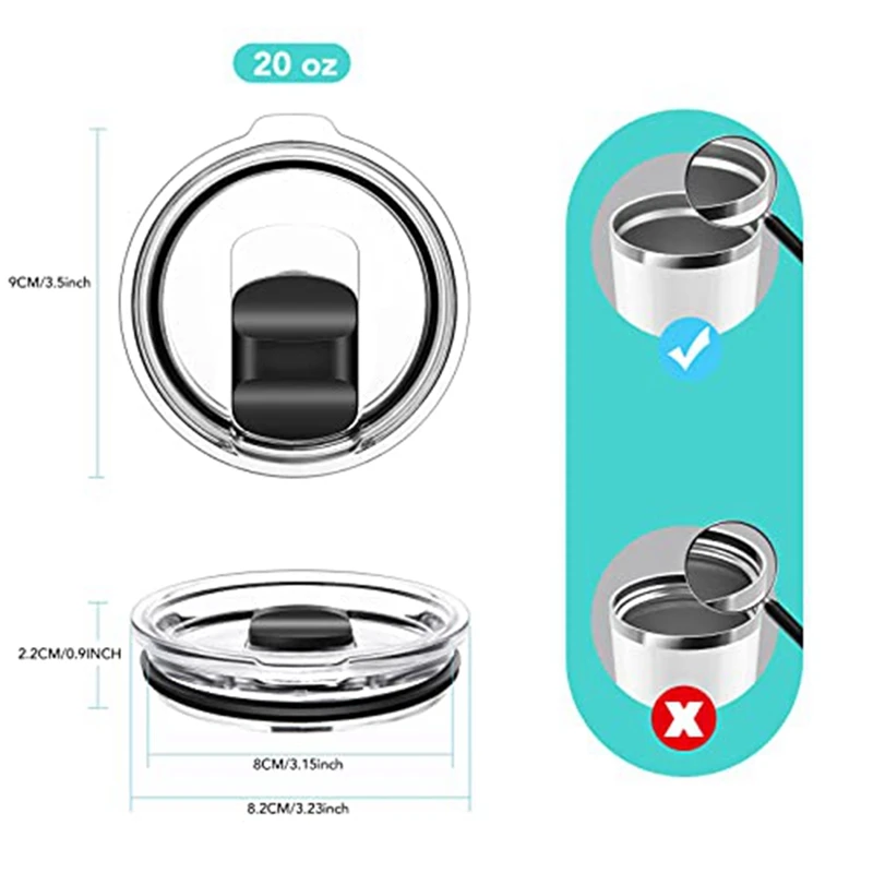 Tumbler Lid Plastic Replacement Lids Tumbler Lid Compatible For 20 Oz Tumbler, 10/24 Oz Mug And 10 Oz Lowball