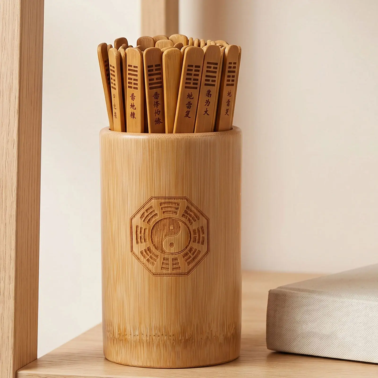 1Set Chinese Divination Kit Bamboo Bucket Fortune Sticks I Ching Feng Shui Meditation Spiritual Guidance Ritual Supplies