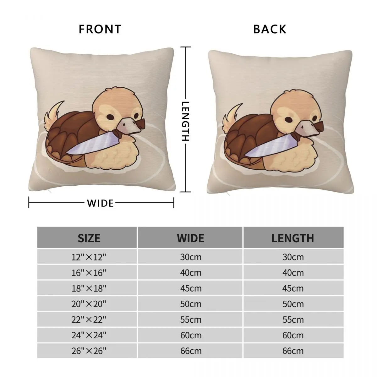 Avatar Turtle Duck With Knife Pillowcase Polyester Linen Velvet Printed Zip Decor Pillow Case Home Cushion Cover