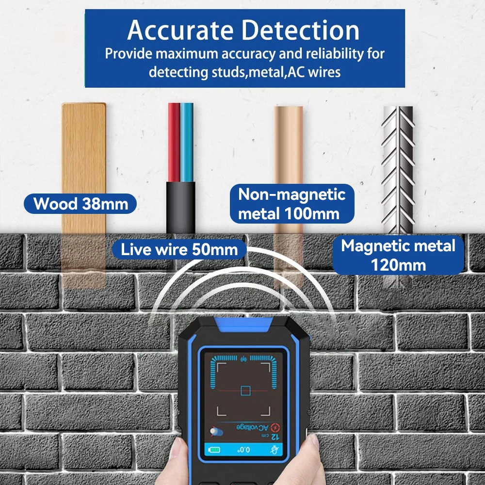 Noyafa scanner de parede profissional detector de metais localizador de pinos detectando metal madeira ac fios ao vivo cobre