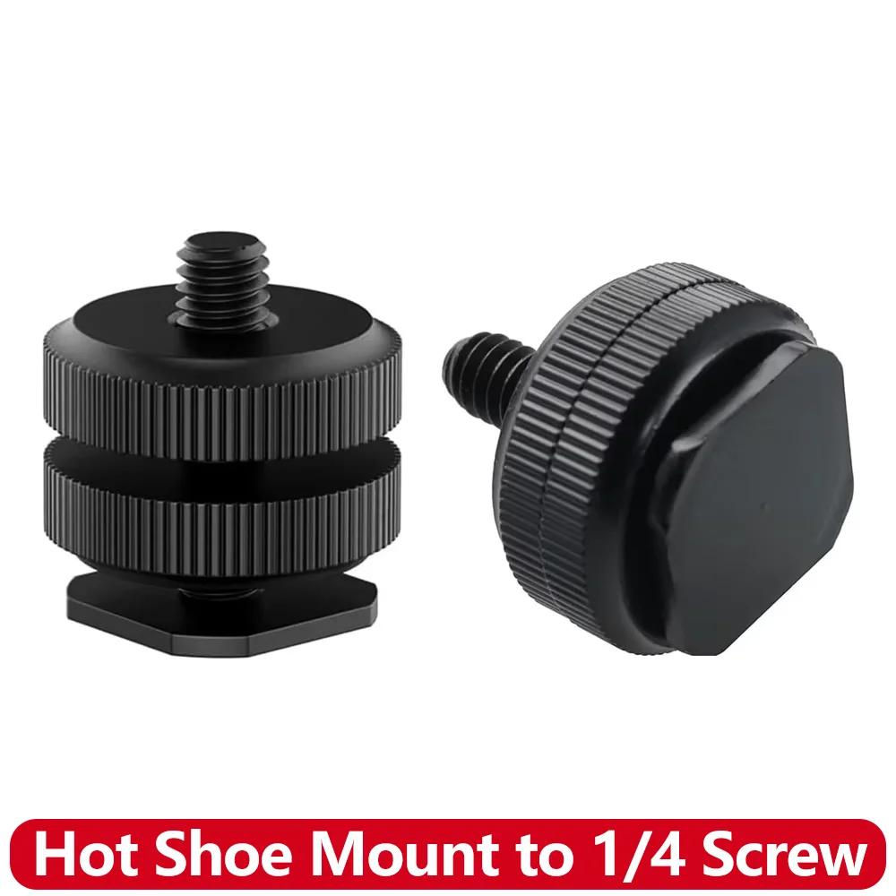 1/4 Hot Shoe Mount Holder Dual Nut Cold Shoe Adapter Bracket For Double-Layer Camera Hot Shoe Adapter Action Camera Accessories