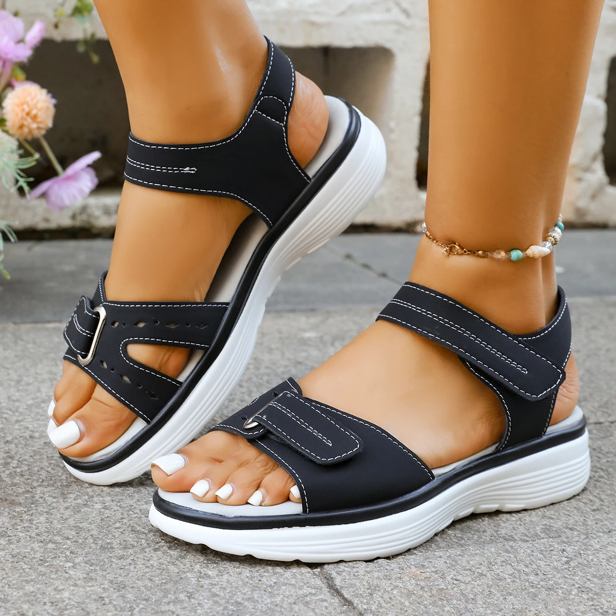 2026 New Women Sandals Fashion Peep Toe Platform Sandals Wedge Comfortable Non-slip Shoes Plus Size Lightweight Shoes for Women - view 3