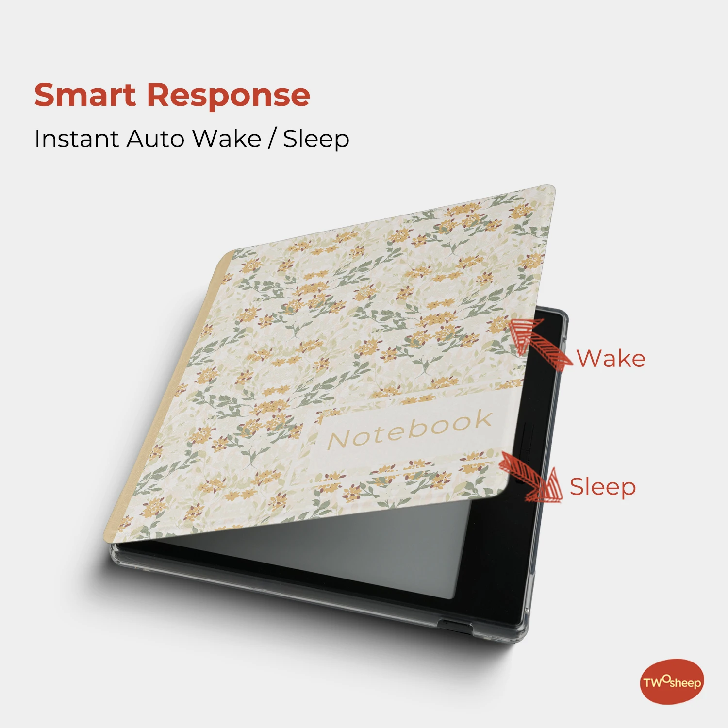 Etui Twosheep Fresh Floral do Boox Go7 Go Color7 GenII Go Color7 Gen2 Leaf3 Leaf3c 7' Magnetyczne Smart Shell Folio — zdjęcie produktu 5