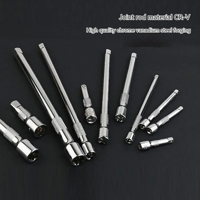 1/4 3/8 1/2 Socket Ratchet Wrench Extension Bar 50/75/100/125/150/250mm Long Bar Steering Sleeve Connecting Rod Accessories