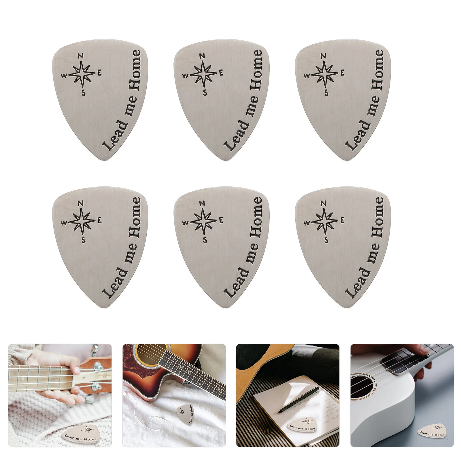 

6Pcs Guitar Picks Titanium Steel High Quality Fine Workmanship for Electric Acoustic Bass Folk Guitar Accessories Portable