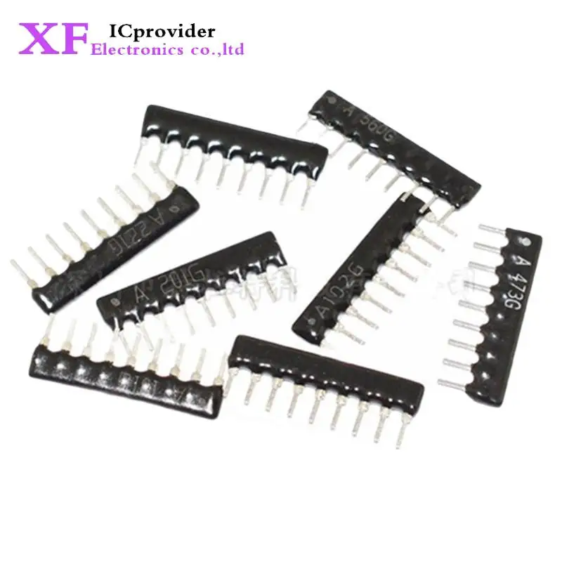 10PCS 9Pin Resistor Network Array A103J A102J A472J 4.7K 1K 10K 2K 3K 6.8K 3.3K 2.2K 2.54MM Pin SIP-9