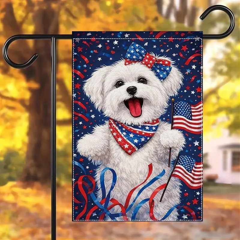 Dog Garden Flag, Patriotic Outdoor Patch Flag, Decorative Double-Sided Polyester, Weather-Resistant and Fading-Resistant Ame yyi