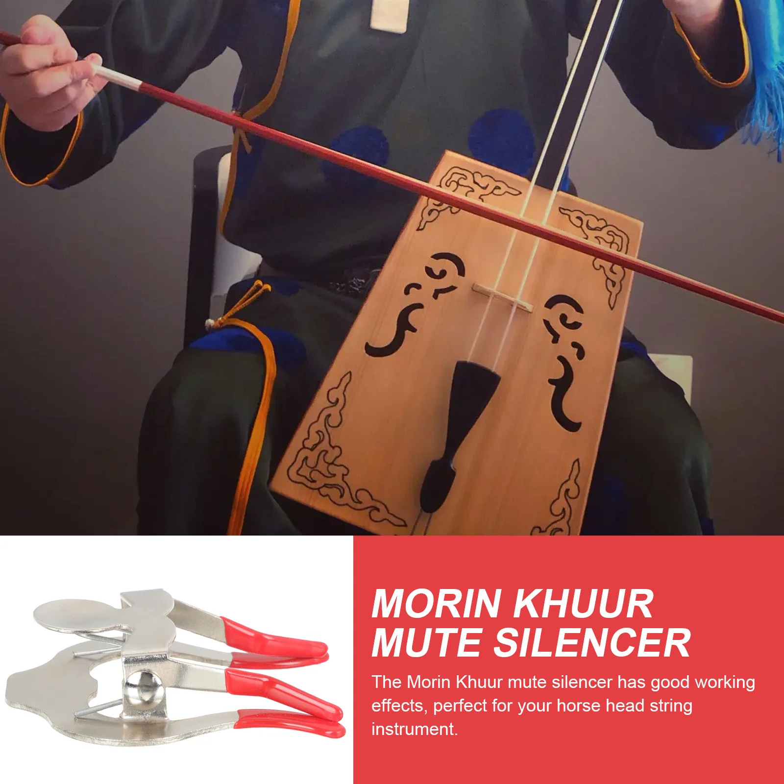 

Morin Khuur Professional Small Metal Mute Practical Silent Tool for Horse Head String Instrument Practice Morin Khuur Practice