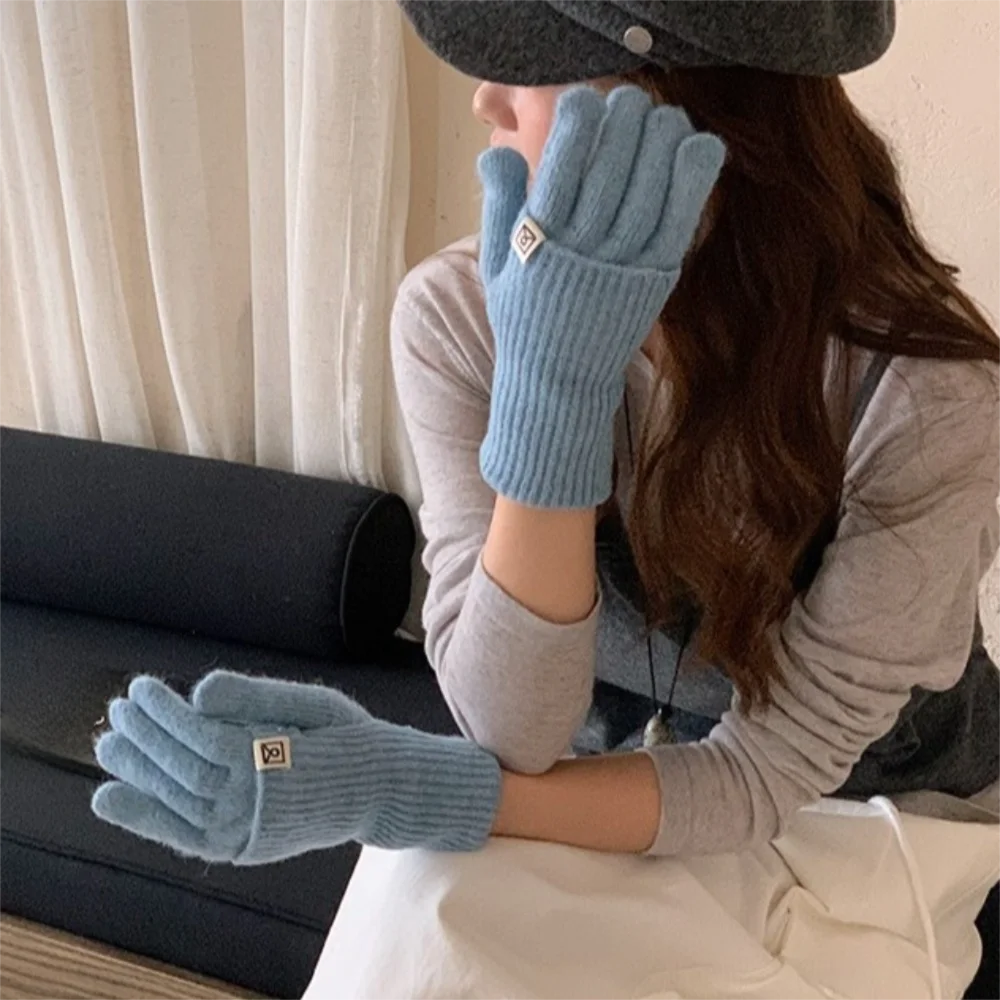 

Полезные теплые перчатки с длинными пальцами, ветрозащитные однотонные перчатки с сенсорным экраном, морозостойкие эластичные вязаные зимние перчатки для езды на велосипеде на открытом воздухе