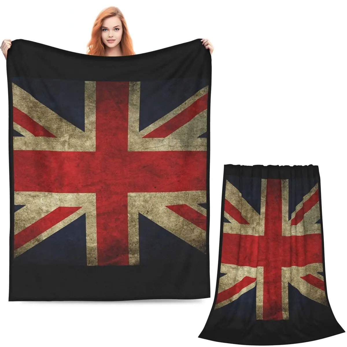 London Soldier Bus British Flag Pattern Blanket Soft Warm Flannel Throw Blanket Bedding for Living room Picnic Travel Home Couch