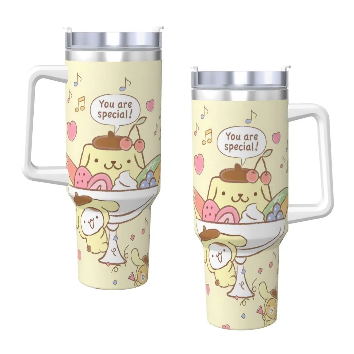 Stainless Steel Tumbler Pom Pom Purin Thermal Cups Leakproof Cold Drink Car Mugs Camping Printed Water Bottle