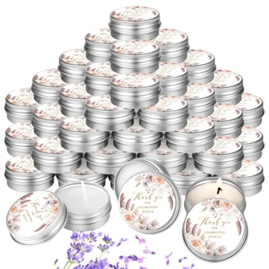 50 Pcs Beige Wedding Candles Gift Favors for Guests 1 Oz Lavender Scented Soy Wax Aromatherapy Candle Favors for Bridal Shower