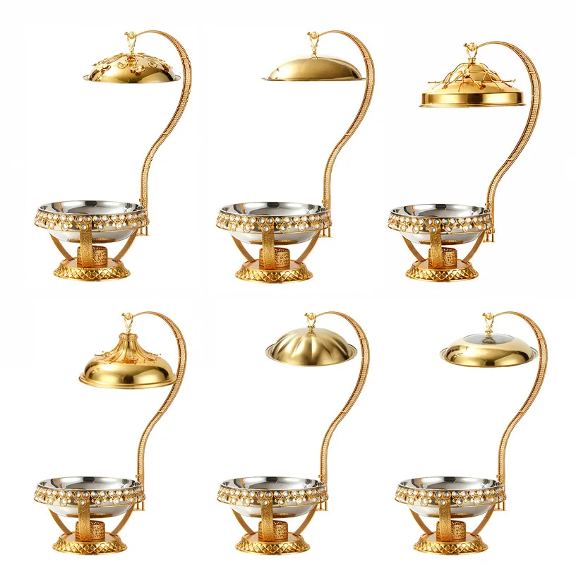 Golden buffet warmer food warming oven set - four-piece open flame heating cookware set