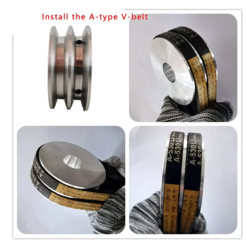 Type A, double-slot V-belt pulley,40mm 60mm 80mm 100mm aluminum V-belt pulley, 10mmPU belt 1PCS