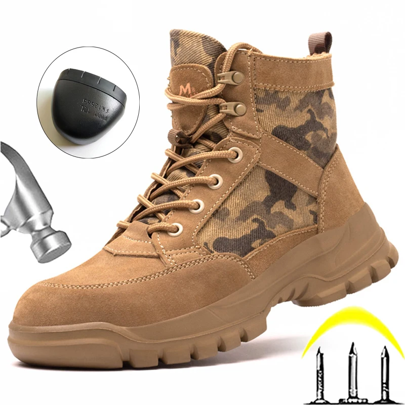 

Камуфляжные рабочие ботинки, мужские туфли со стальным носком, защитные ботинки, устойчивая к проколам защитная обувь, тактические ботинки для пустыни, зимняя обувь, мужская