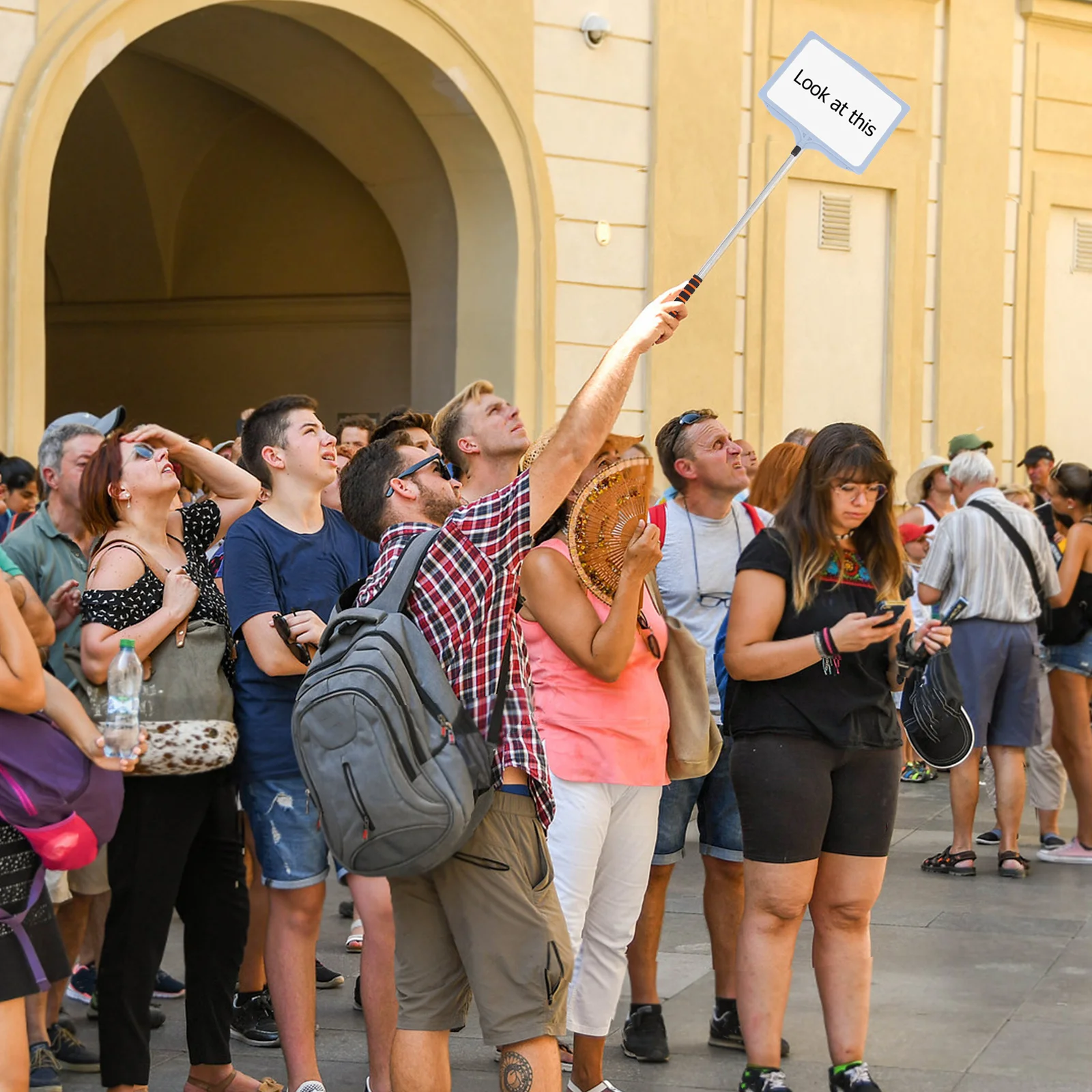 Portable Retractable Handheld Sign Holder Double-Sided Adjustable Tour Guide Signboard For Airport Pick-Up Event Reception