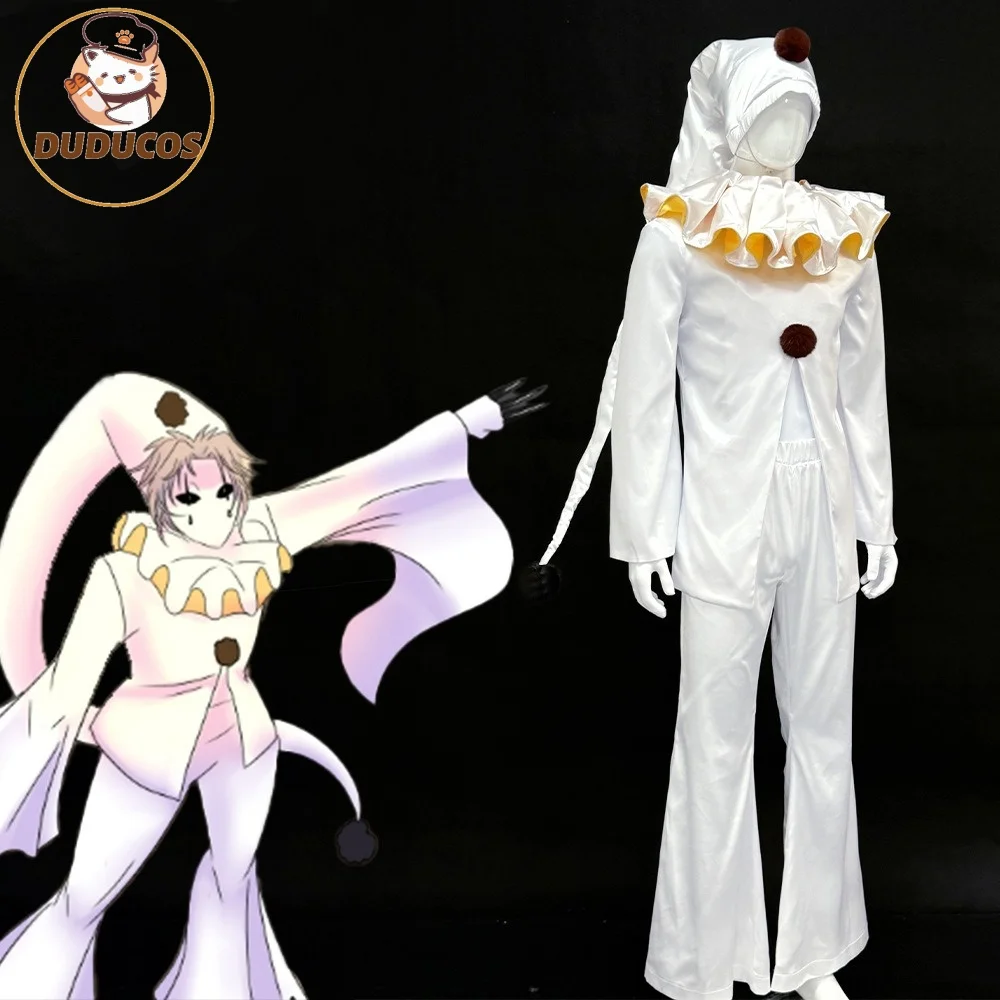 DUDU-R The Freak Circus White Pierrot Clown Cosplay Costume Halloween