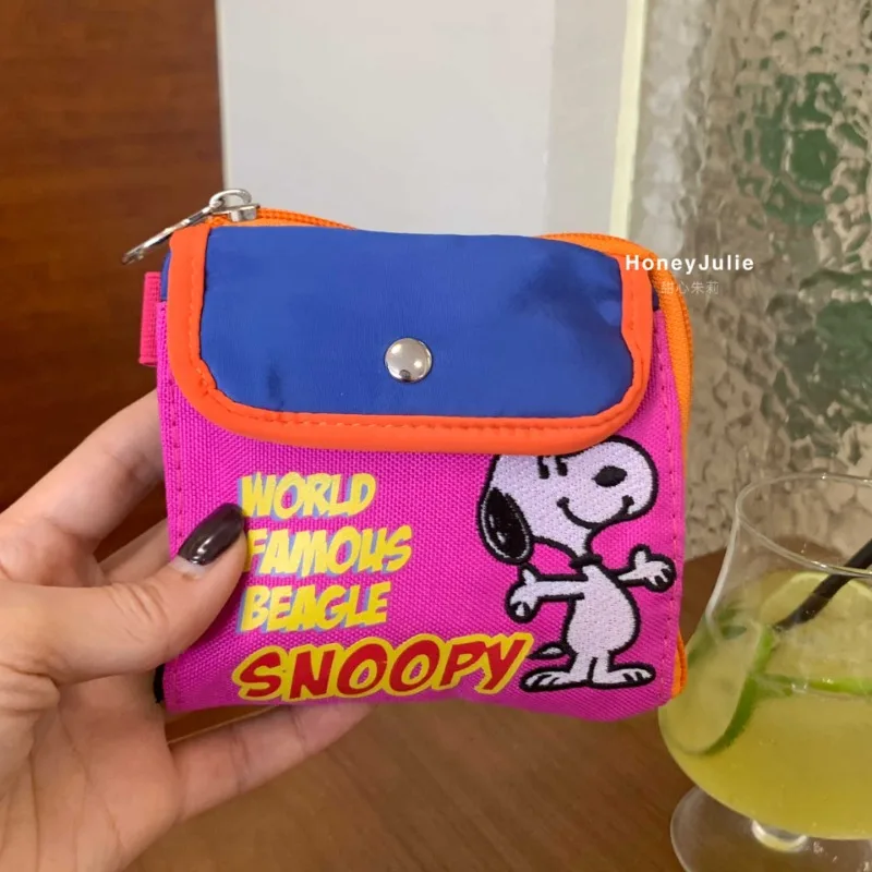 

New Snoopy Peanuts Contrasting Color Cute Cartoon Change Storage Bag Daily Portable Nylon Transportation Card Bag Hanging Bag