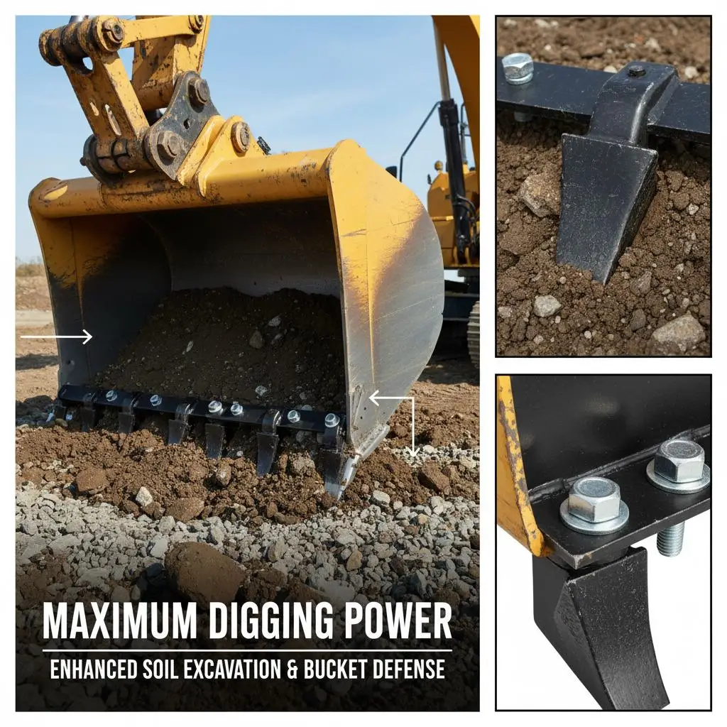 

Excavator Tooth Attachment 60 Inch For Construction Agriculture Landscaping 4560 lbs Load Capacity Bolt On Installation Carbo