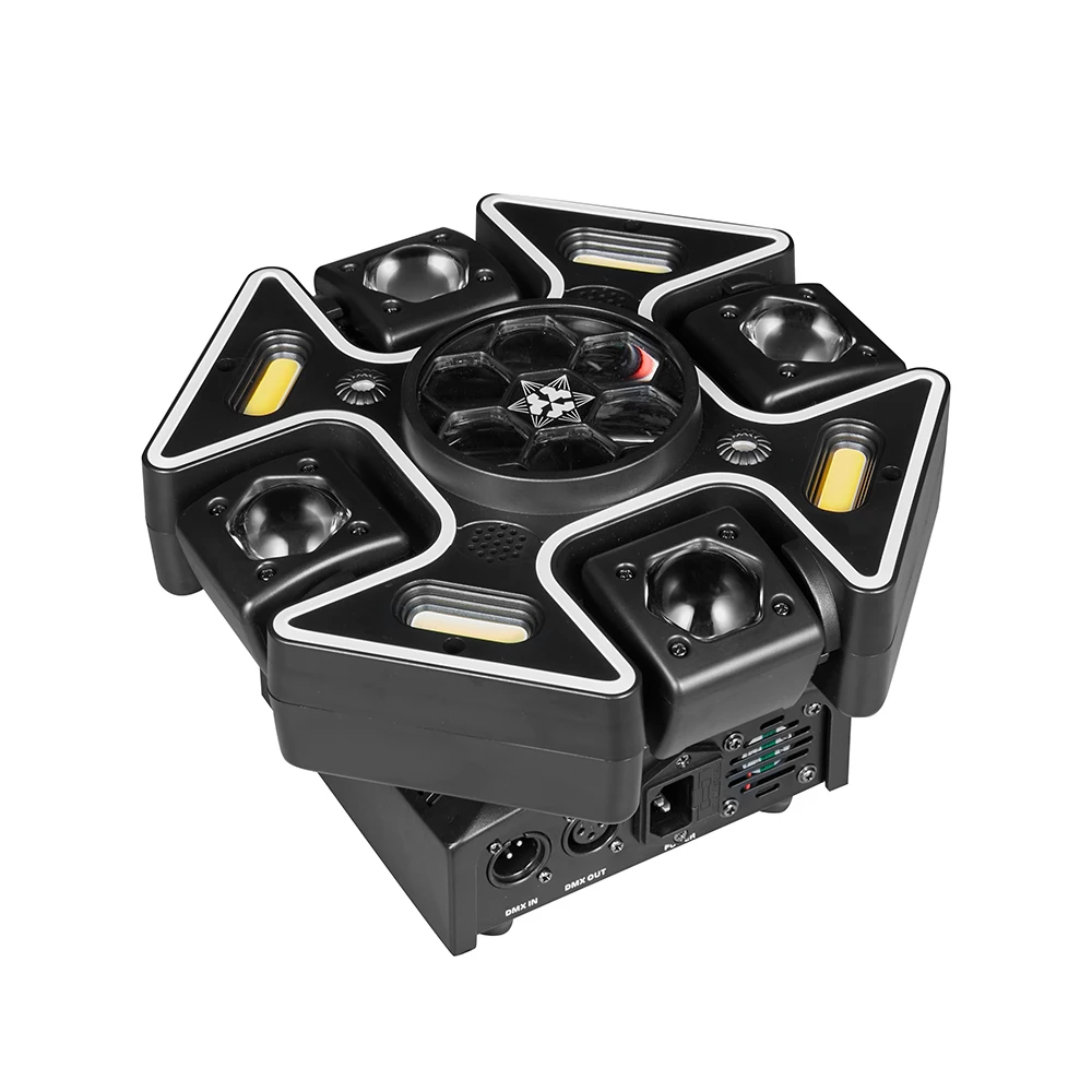 

Светодиодный сценический прожектор 120 Вт с 4 подвижными головками, дистанционным управлением, RGB-лентой, мобильный мини-прожектор для дискотек, активируемый звуком, для вечеринок