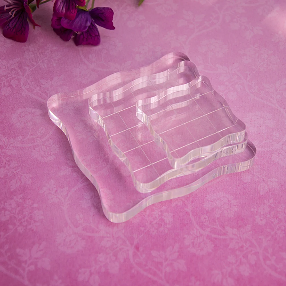 

Acrylic Stamping Block Super Transparent Clear Square Handle for Scrapbooking Cards Invitations Journals Crafts 15x15cm