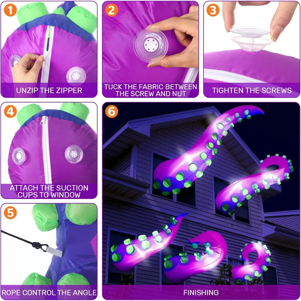 جودة عالية ترقية جديدة 5 قطعة 5 أقدام هالوين نفخ مضاءة الأخطبوط العملاق اللامسة مع المدمج في LED كسر