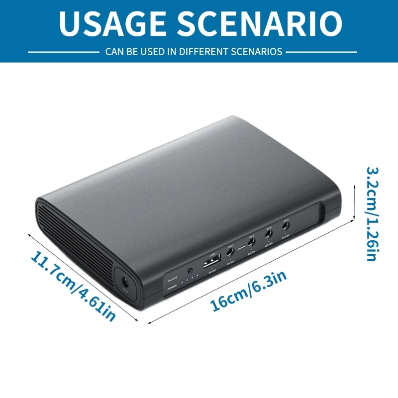 Fonte de alimentação Mini UPS, fonte de alimentação ininterrupta para roteadores CCTV ao ar livre, saída USB, 5V, 9V, 12V, 12000 mAh, 15000 mAh