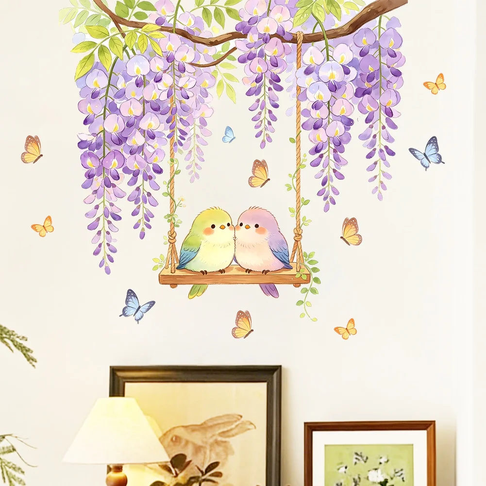 Bedroom Flower Sticker Floral Bird Decal For Personalized Interior Design 38*3*3cm Stickers Waterproof Material
