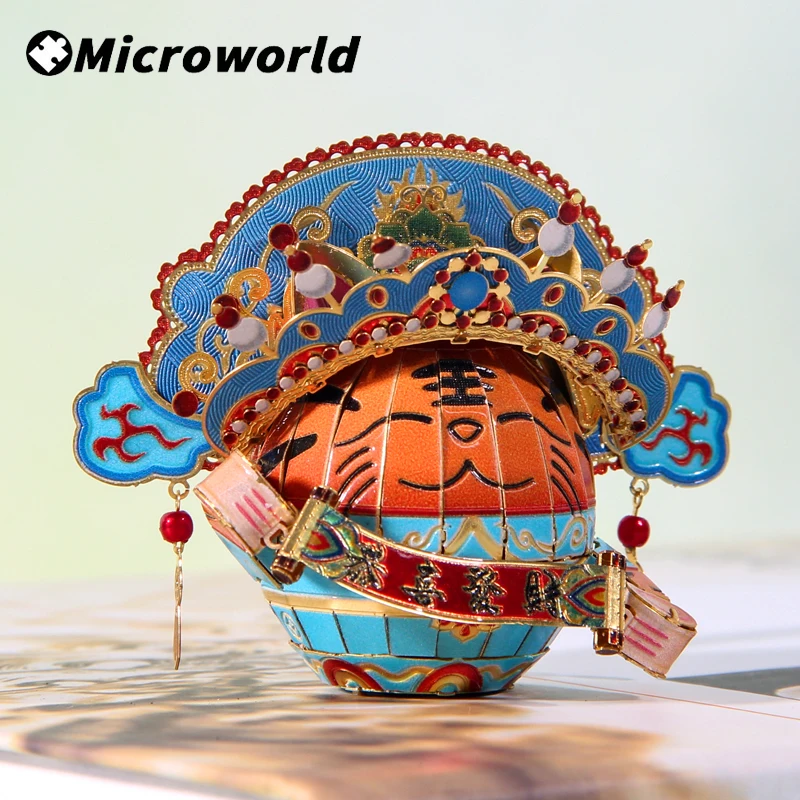 Microworld-rompecabezas de Metal 3D de la cultura de la Ópera de Sichuan, Kits de modelo de tigre divertido, rompecabezas de corte láser DIY,