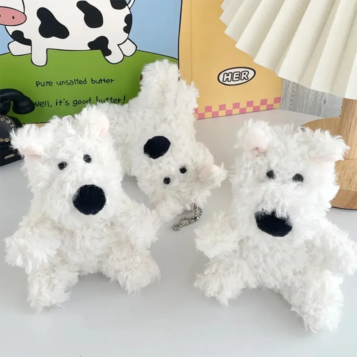 West Highlands Plush Doll Puppy Keychain Cute Cartoon Pendant Kawaii Bag Charm Soft Toy Kids Gift