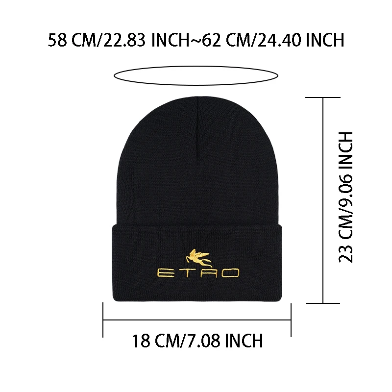 Retro Gold Pegasus Embroidered Adult Beanie—Unisex Warm Knit Hat for Casual Outings, Outdoor Activities, and Fashion Enthusiasts
