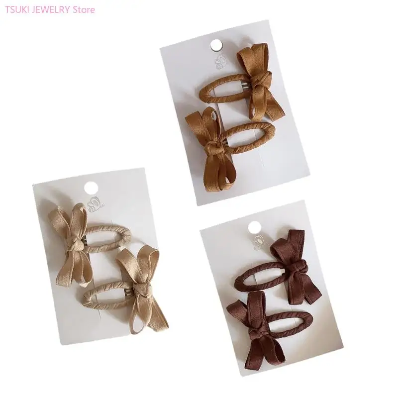 62KE 6 個女の赤ちゃんヘアピン弓ソフト生地ヘアクリップセットファッションヘアアクセサリー