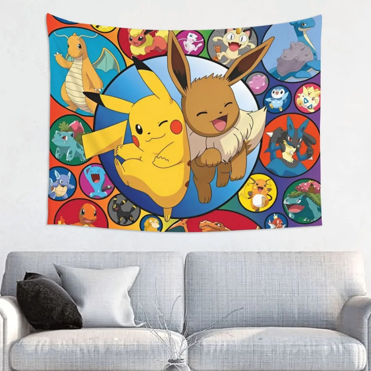 

Cute Cartoon Manga Pokemoned Tapestry Hippie Polyester Wall Hanging Home Decor Curtain Mandala Tapestries