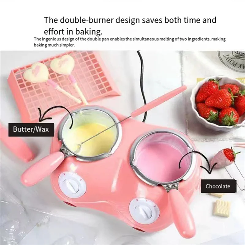 A74G-Chocolate Melting Pot Kitchen Baking Cake Tools DIY Chocolate Melting Furnace Electric Heating Chocolate Pot US Plug