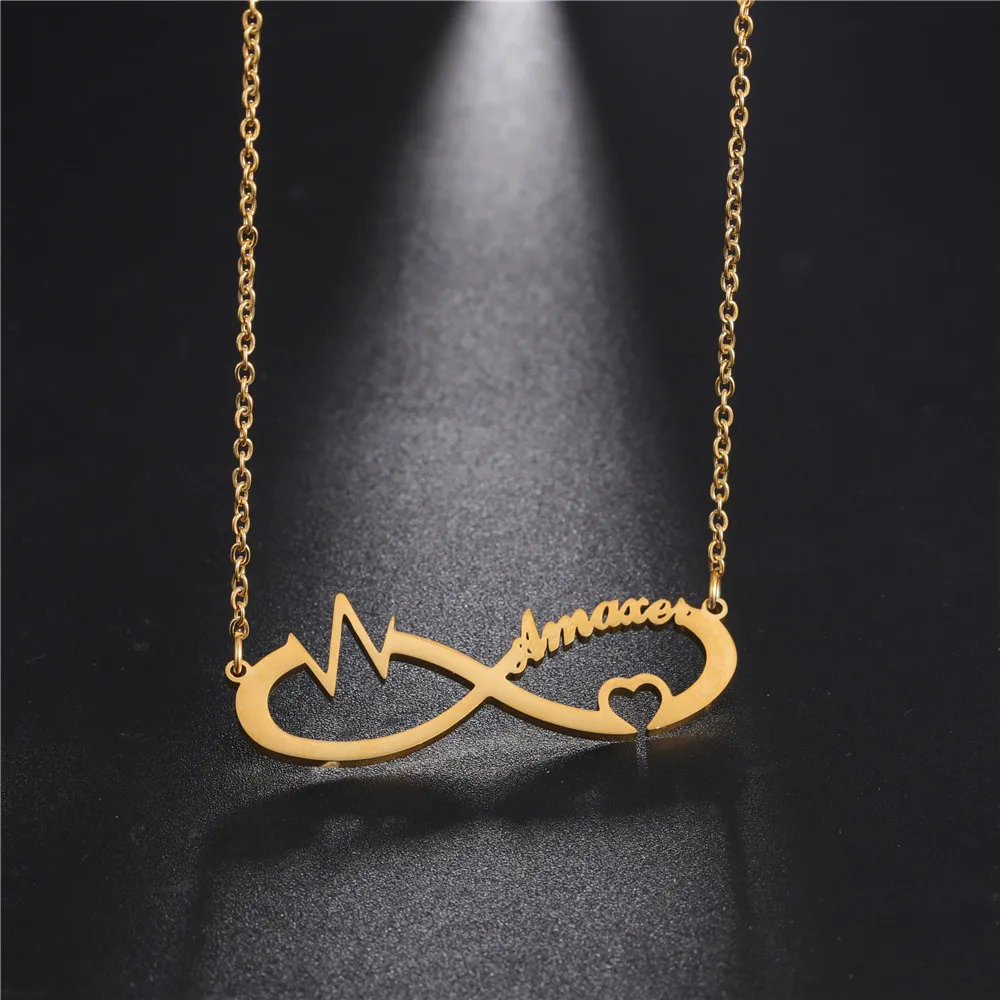 

Lemegeton Custom Name Necklace For Women Personalized Infinity Letter Heart Pendant Choker Stainless Steel Jewelry Girls Gift