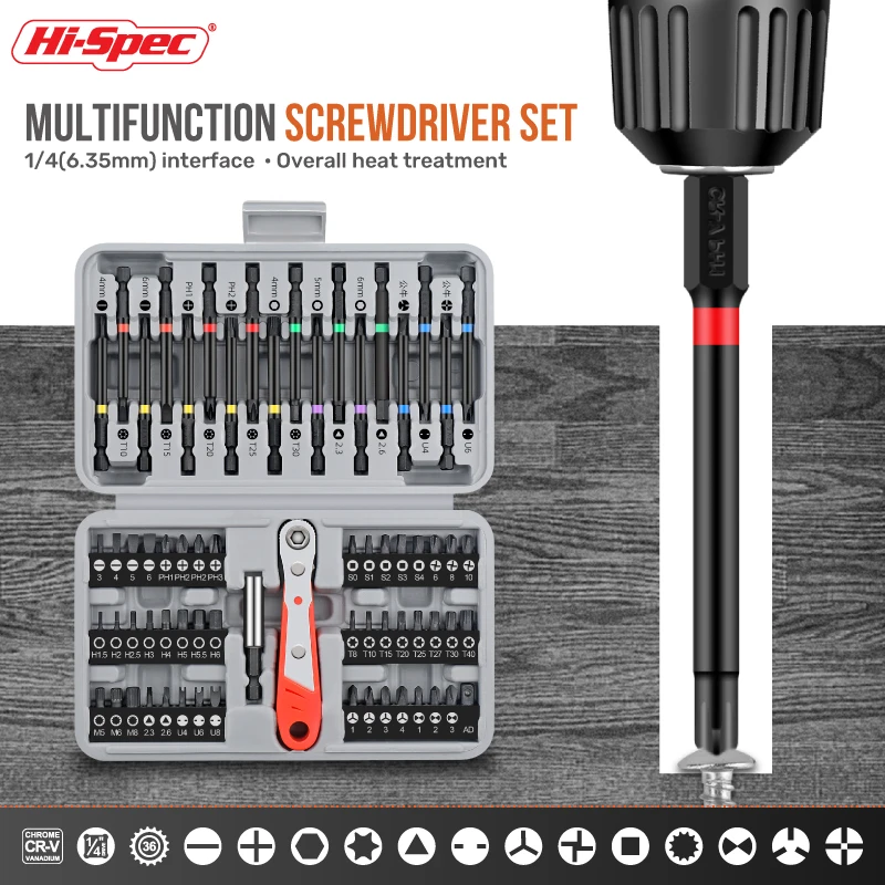 

Hi-Spec Screwdriver Set Socket Kit With Case Hex Torx Multifunction Household DIY Repair Tool Kit Hex Shank Wrench Screwdriver
