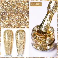 BORN PRETTY-esmalte de uñas de Gel con purpurina dorada, cristal semipermanente, barniz de Gel UV para decoración de uñas, capa superior Base de manicura, 10ml