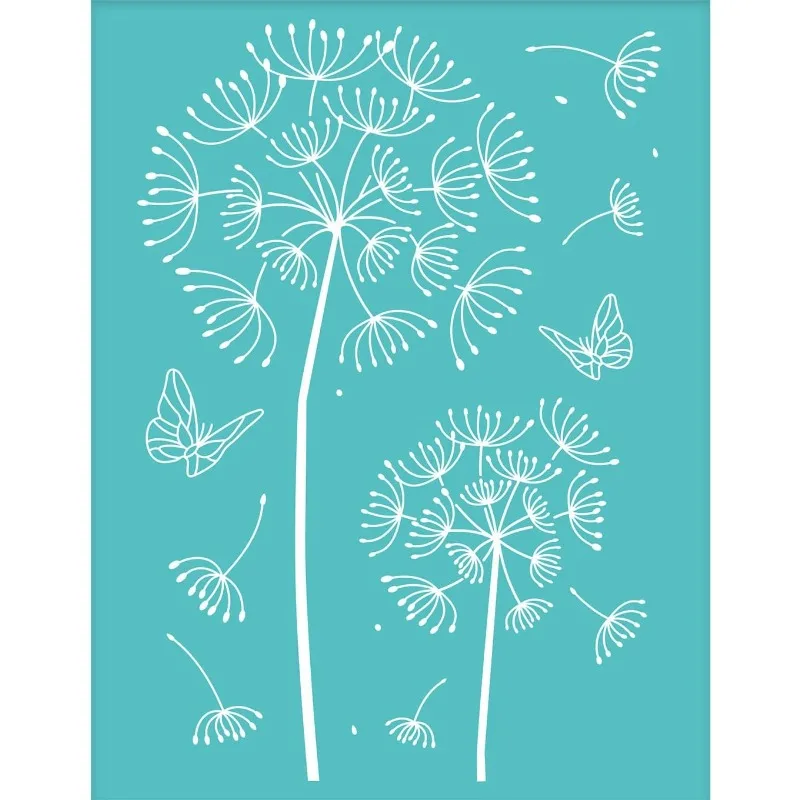 2Pcs Self-Adhesive Silk Screen Printing Stencil Dandelion Theme Silk Screen Stencil Reusable Mesh Transfers Stencil for Painting