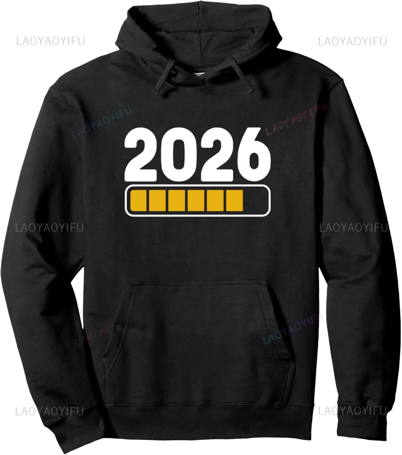 Happy New Year 2026 Loading Funny New Years Eve Party Pullover Hoodie Men's Sweatshirts  Print on Demand Hoodies