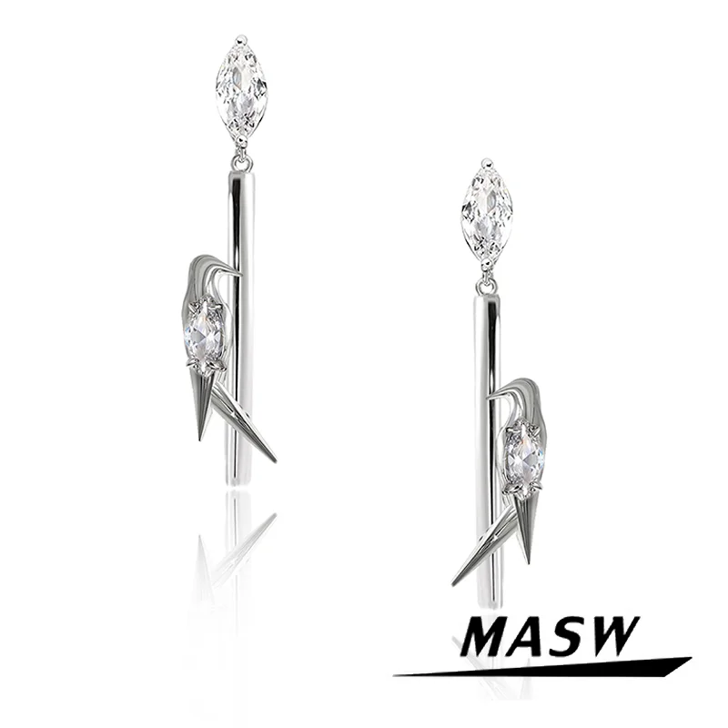 

MASW Original Design Delicate Style Metallic Silver Plated Zircon Bird Dangle Earrings For Women Girl Gift Fashion Jewelry