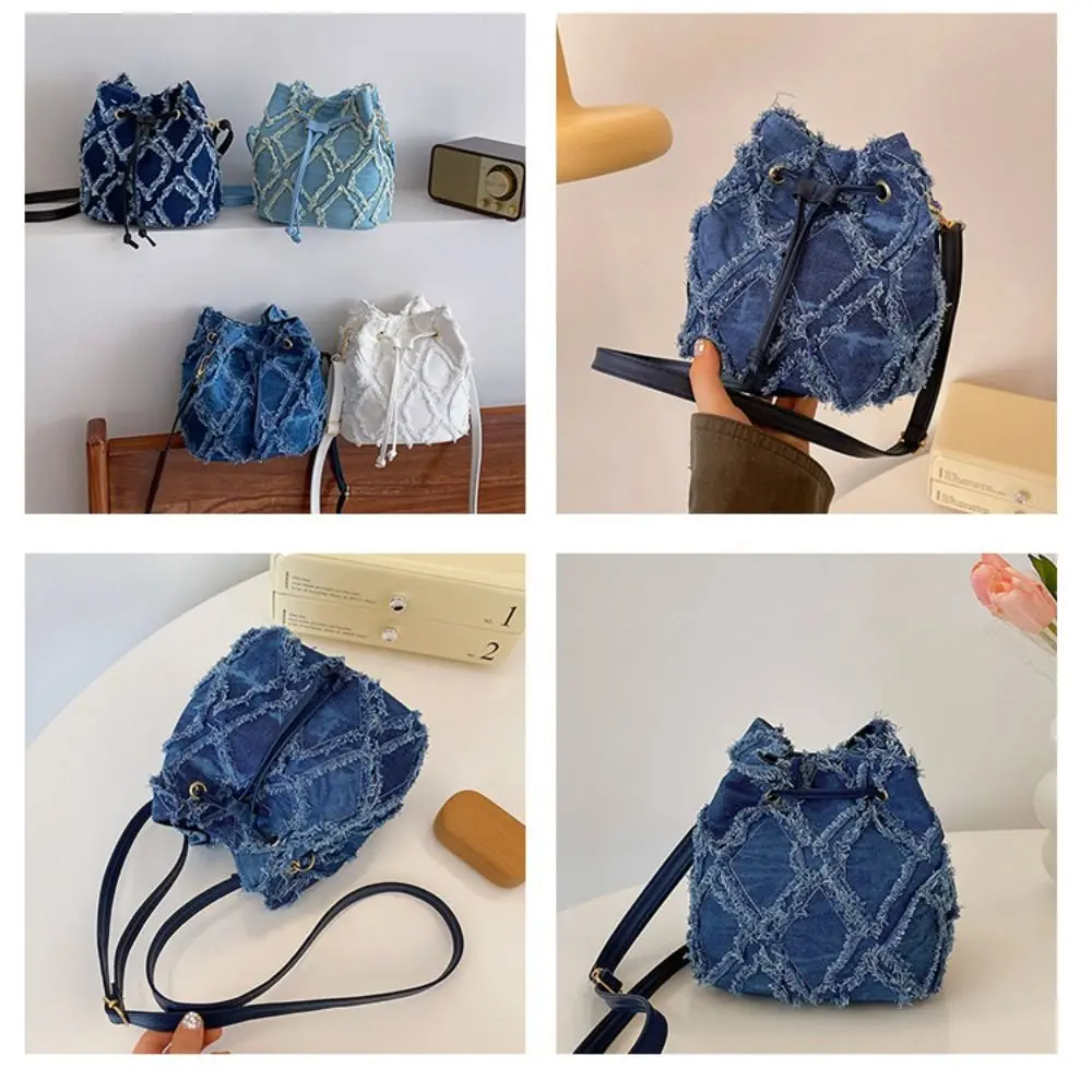 Women\'s Bags Tether Retro Design Denim Bag Trend Replica Crossbody Bag Quality Bucket Bags Handbags for Women