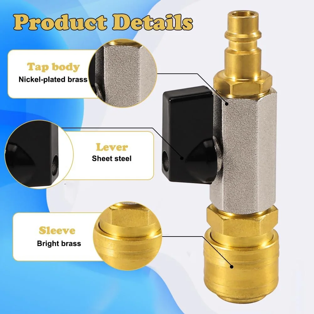 Quick Change Air Coupling Set Air Connector Air Hose Connector Corrosion-resistant Brass Metallic Sealing Surfaces