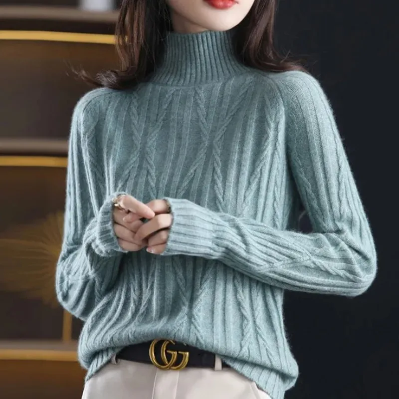 

Short Autumn and Winter Half Turtleneck Pullover Twist Purple Sweater Women's Design Bottoming Sweater Sweater Slim Fit Top