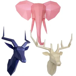 Goat Elephant Deer Head Paper Model Wall Hanging Animal Creative Home Jewelry DIY Handmade Decoration 3D Decorative Origami